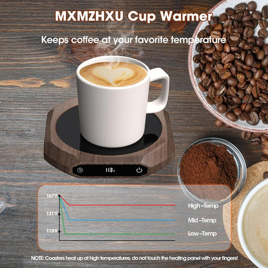 Mug Warmer for Desk - 36W Smart Coffee Cup Warmer with Timer, Auto Shut Off, 3 Heat Settings, Keep Your Coffee Warm for Office Hours,Perfect Coffee Gifts (Wood)