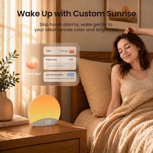 REACHER Smart Sunrise Alarm Clock with App Control and White Noise Machine