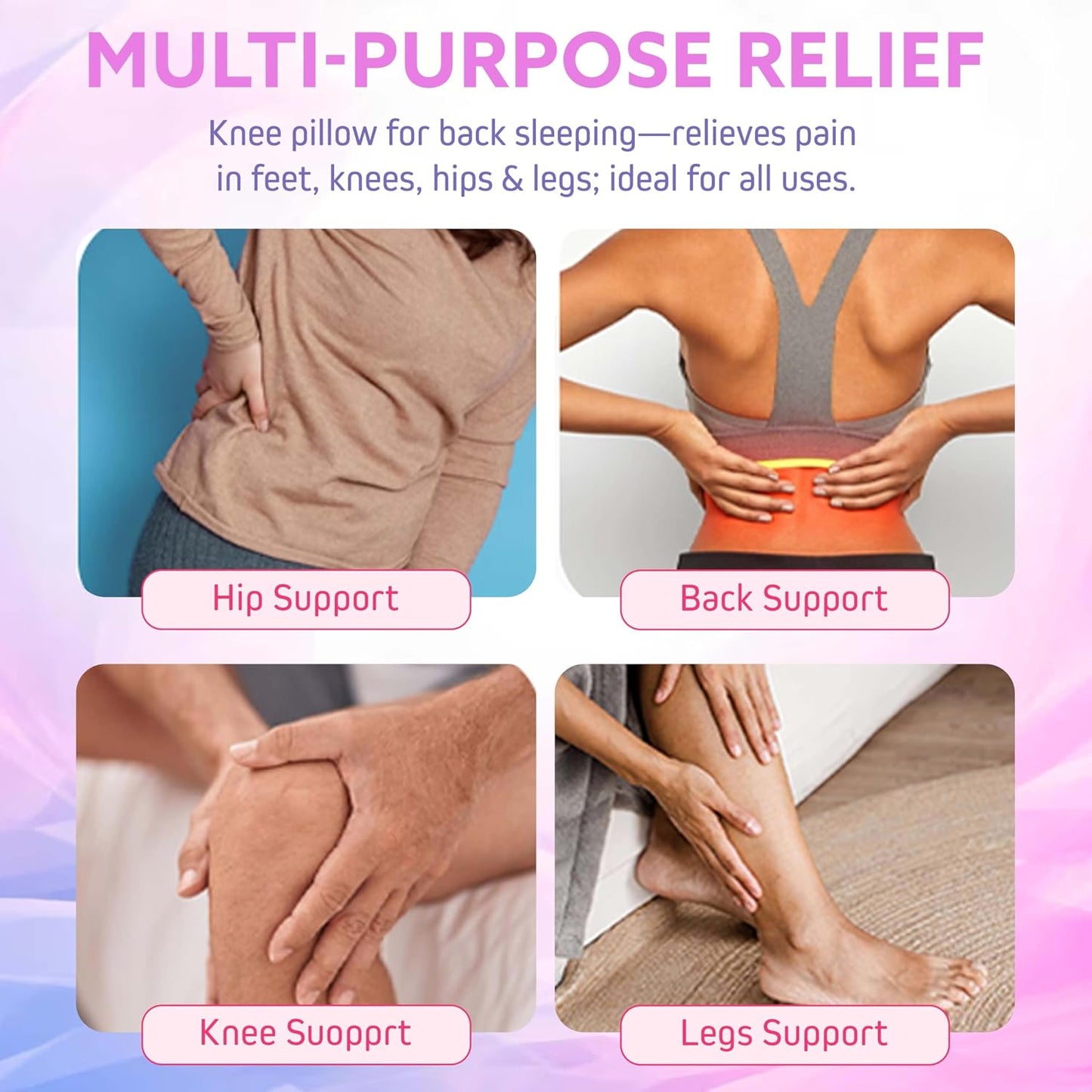 Premium Memory Foam Knee Pillow for Back Sleepers, White | Memory foam massage bolster delivers comfortable under knee pillow support for home, spa and salon use.