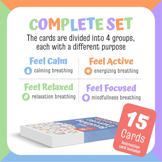 Breathing Exercise Cards for Kids | Montessori Flash Cards, Mindfulness Calm Down Corner Kit, Anxiety Relief