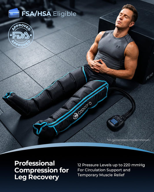 CooCoCo Full Leg Compression Massager for Circulation and Pain Relief FSA