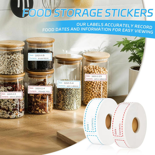 1000 Pcs Removable Freezer Labels with Perforation Line, 1x3 Inch Waterproof Oil Resistant Food Storage Stickers, No Residue Easy Peel Date Content Labels for Kitchen Containers, Jars, Restaurants