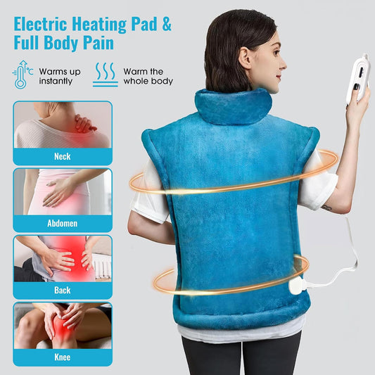 Tefici Electric Heating Pad for Back, Neck & Shoulders, 24"×33", Ultra Soft | FSA Eligible HSA,ETL/FCC Certified,3 Heat Levels,2H Auto Off,Weighted Large Full Body Heat Pad,Birthday Gifts for Women,Men