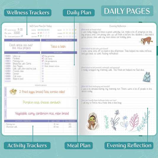 Legend Self-Care Journal for Women, Daily Mental Health Diary, Turquoise