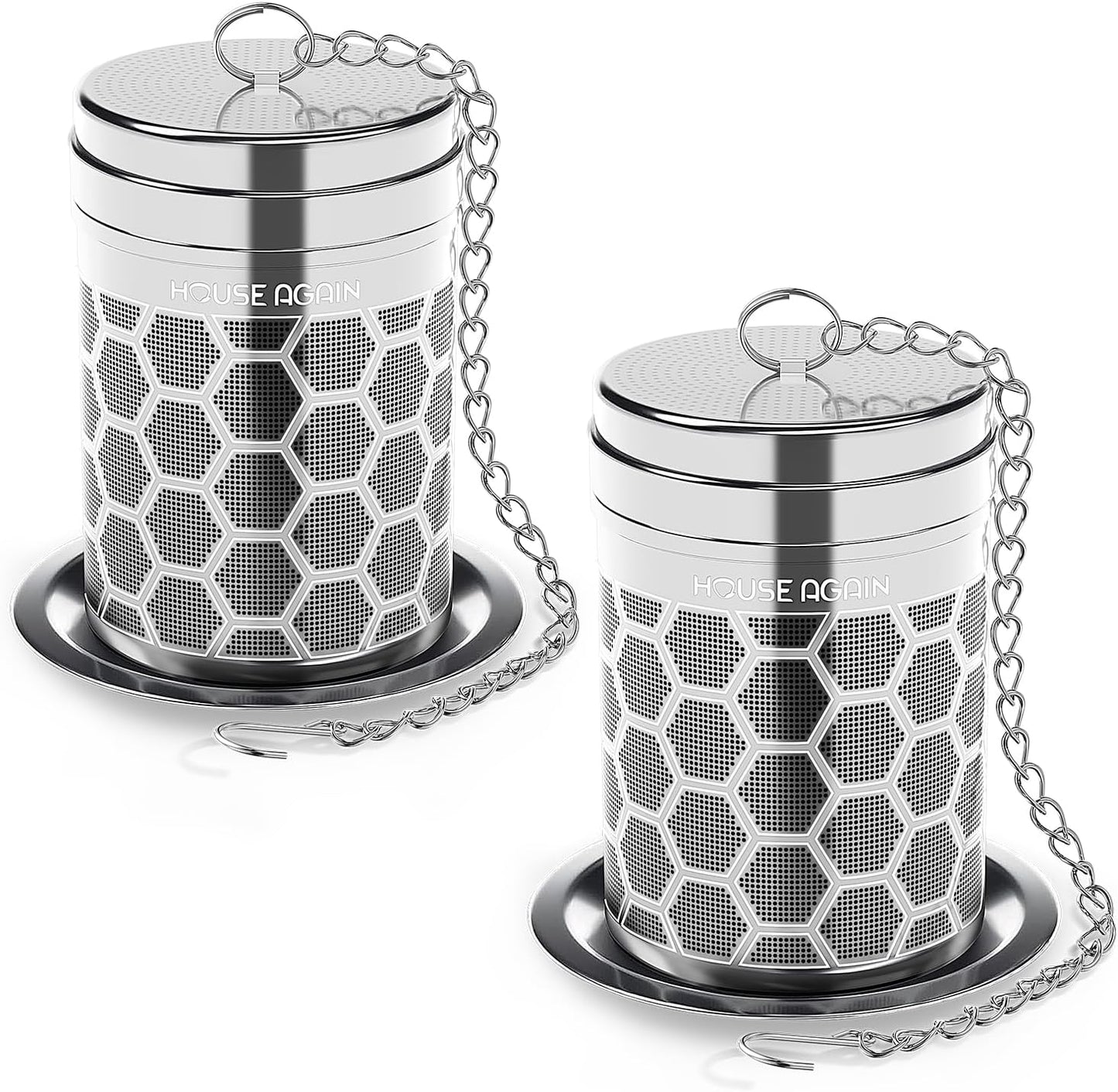 House Again Tea Infusers, Extra Fine Mesh Tea Strainers for Loose Tea, Updated Slim Threaded Lid & 304 Stainless Steel, Filter Bags Diffusers, Loose Leaf Tea Steeper for Brew Tea Spices & Seasonings