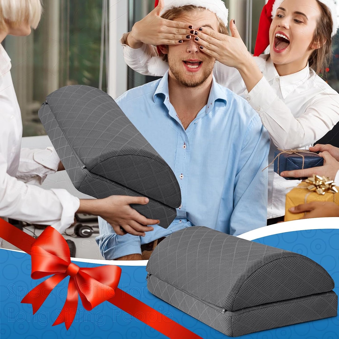CushZone Foot Rest,Desk & Gaming Accessories,Foot Rest for Under Desk at Work,Comfortable Footrest with 2 Adjustable Heights & Removable Cover, Office Desk Accessories(Gray)