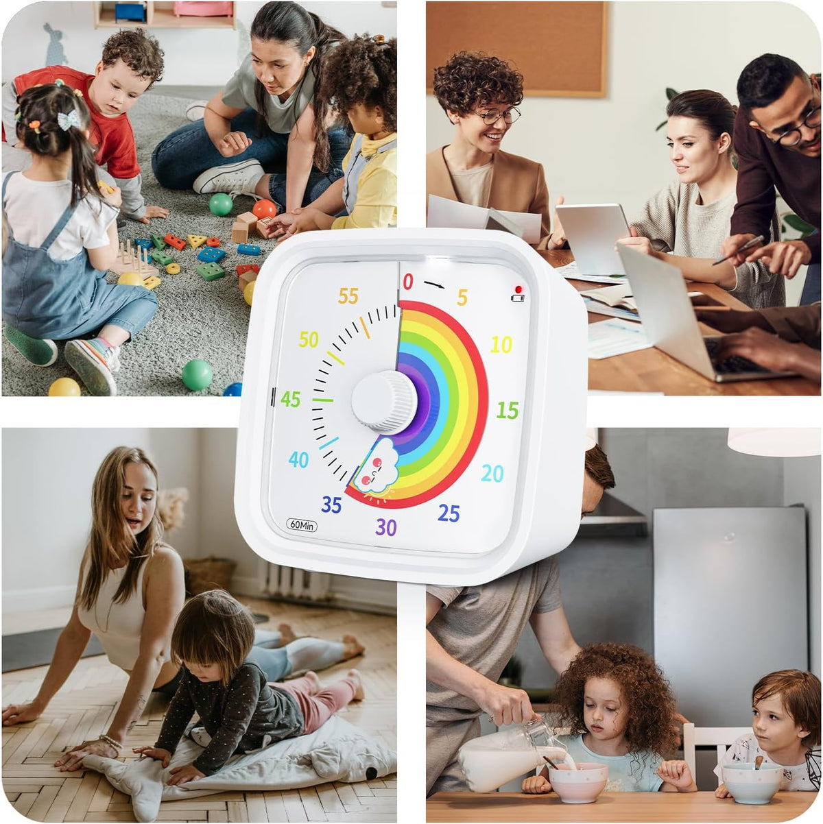 Yunbaoit Rainbow Visual Timer for Kids, 60-min Countdown Timer, Blue