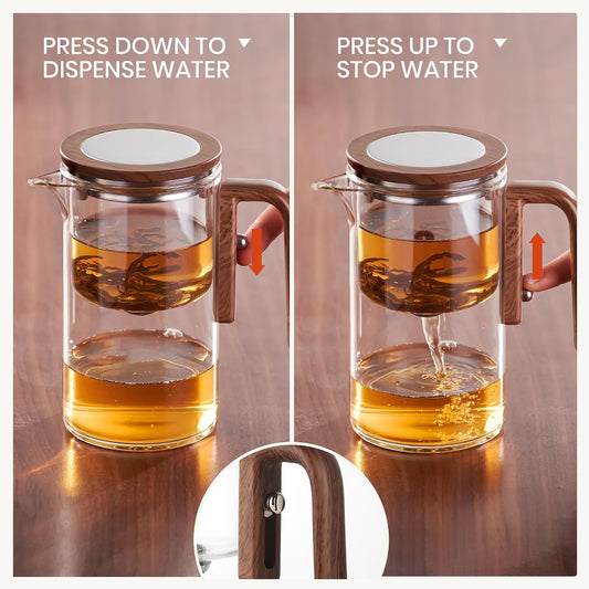 Enchant Series Glass Magic Teapot with Magnetic Infuser - 20.12 oz | Visual Brewing, Easy Clean, Tea Water Separation, Loose Leaf, Heat-Resistant, Hot Cold, Modern, 1-2 People, Home Office