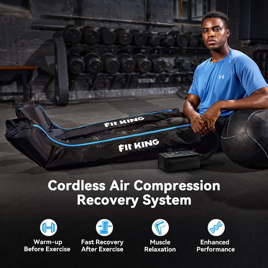FIT KING Air Compression Recovery System, Cordless 5-Zone Leg Massager | Recovery Boots with 5 Chambers, Customized Zone Massage Optional, FSA-HSA (Large)