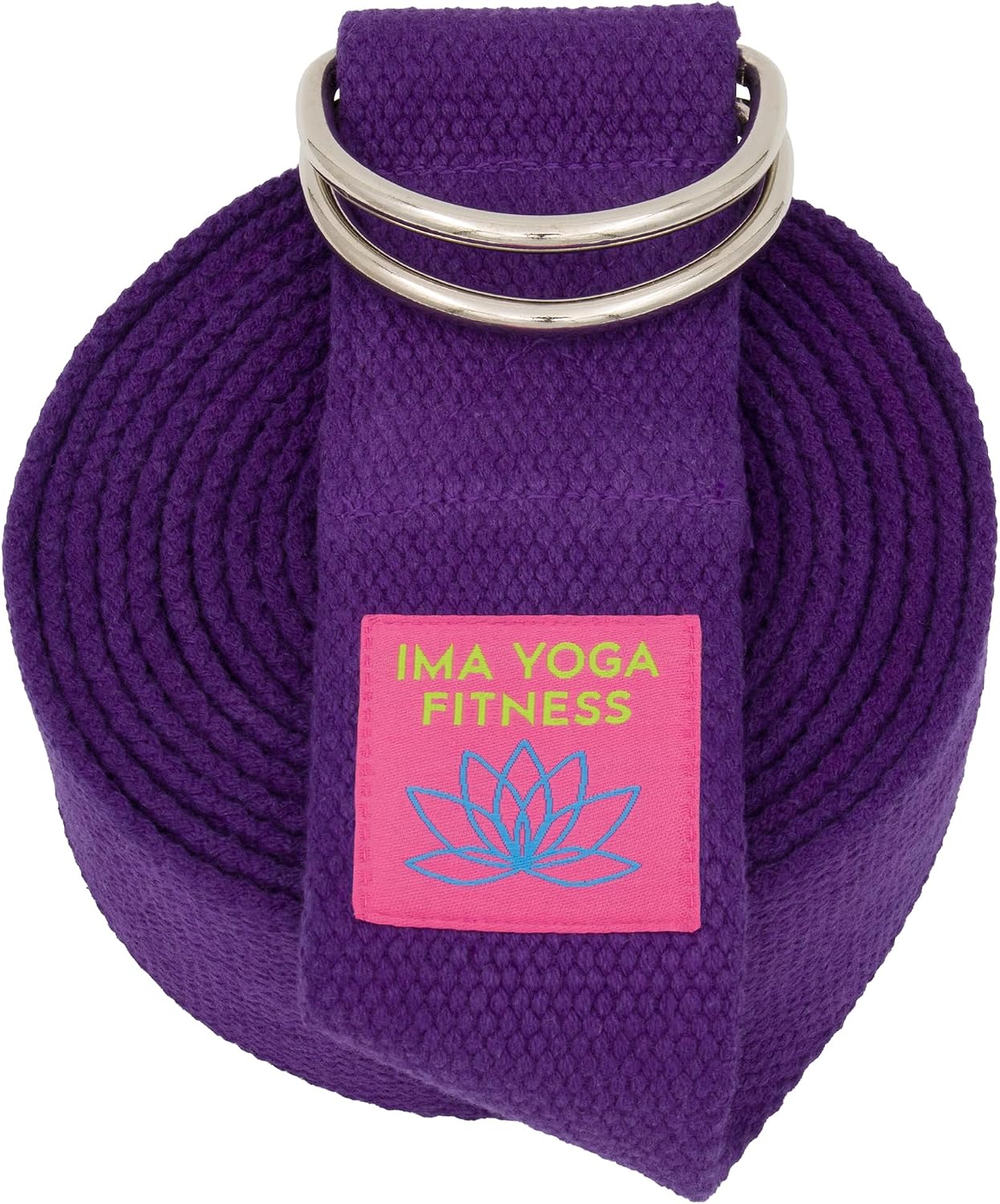 Adaptive Yoga Strap for Stretching - Extra-Wide 2 Inches 100% Cotton Stretch Strap with Steel D-Rings for Physical Therapy, Pilates & Flexibility - Storage Pouch & E-Book
