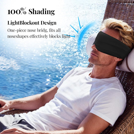 Cotton Sleep Eye Mask for Men and Women, 100% Blocking Light Sleeping Mask | Soft Zero Pressure Cooling Blackout Eye Masks for Sleep, Eye Covers for Sleeping fits All Heads Adjustable
