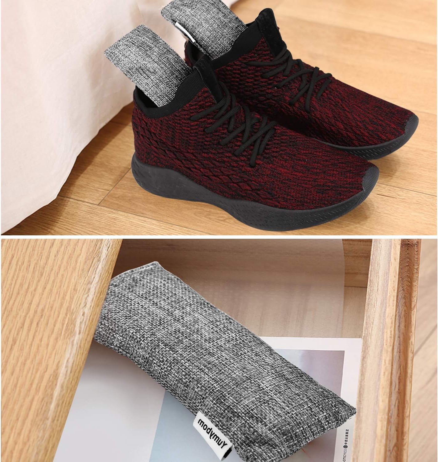 Natural Activated Bamboo Charcoal Bags 4 Pack, Home Air Purifying Bag, Car Odor Eliminator, Shoe Deodorizer, Closets Odor Absorber