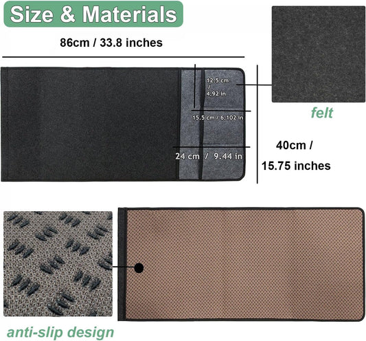 Bedside Caddy, Sofa Caddy, Storage Organizer Pocket for Dorm, Bedroom, 5 Pockets Felt Organizer for Magazine, Remote, Phone, Tablet, Pad, Glasses, Pen, Remote Control (Light Grey-Short)