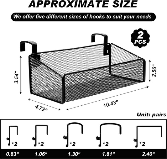 2 Pcs Hanging Bedside Caddy Shelf for Bunk Bed College Dormroom Essentials | with 10 Pairs Hooks, for Back to School Railing Office Cubical Walls Hospital Bed Book Phones Drinks Plan