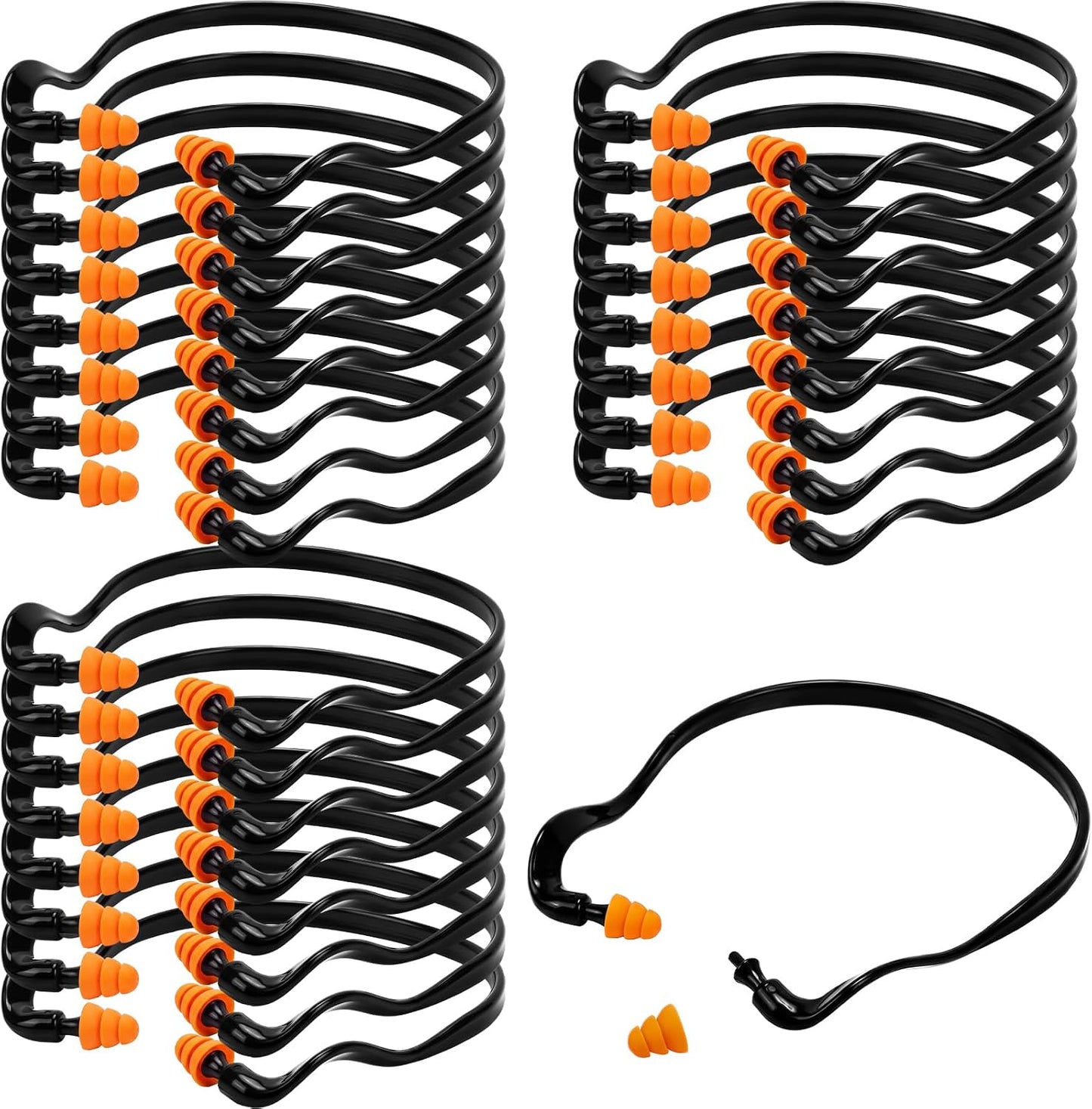 Relaxweex 100 Pairs Banded Earplugs Bulk for Hearing Protection | Band Silicone Ear Plugs for Shooting Reusable Earplug for Noise Reduction Sleeping Travel Sports Racing Construction Work