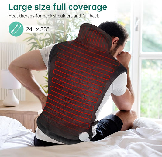 Snailax Heating Pad for Neck & Shoulders and Back, FSA Eligible, 24 x 33 | 6 Heat Settings, 100°F-150°F, 120-Min Auto-Off, Hands-Free Weighted Design, Adjustable Waistband, Machine Washable