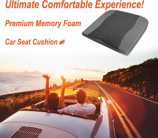 Lofty Aim Car Seat Cushion, Memory Foam Car Seat Cushions for Long Driving | Comfy Car Seat Pillow for Pain Relief, Driver Seat Cushion Adds Height, Butt Cushion for Car, Truck, Office Chair, Black