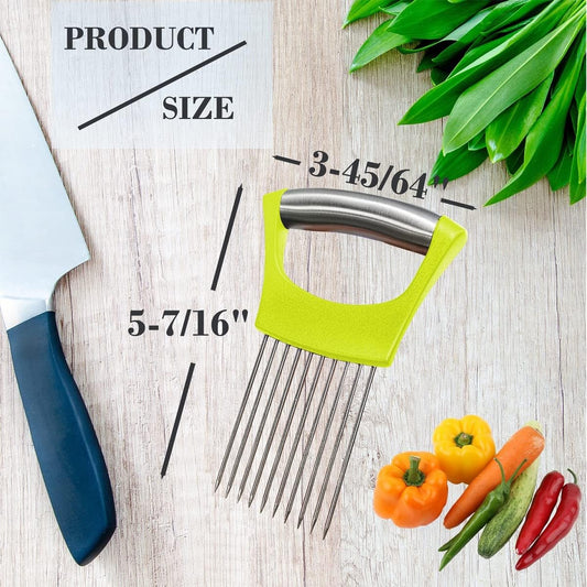 2-PCS Onion Holder for Slicing, Veggie Chopper/Meat Tenderizer, Green