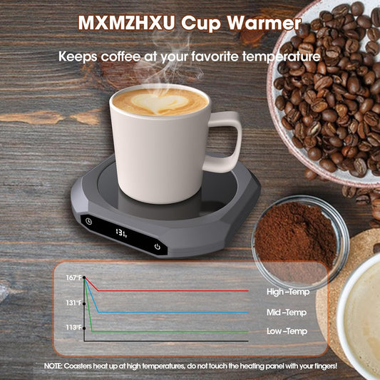 Mug Warmer for Desk - 36W Smart Coffee Cup Warmer with Timer, Auto Shut Off, 3 Heat Settings, Keep Your Coffee Warm for Office Hours,Perfect Coffee Gifts (White), Black