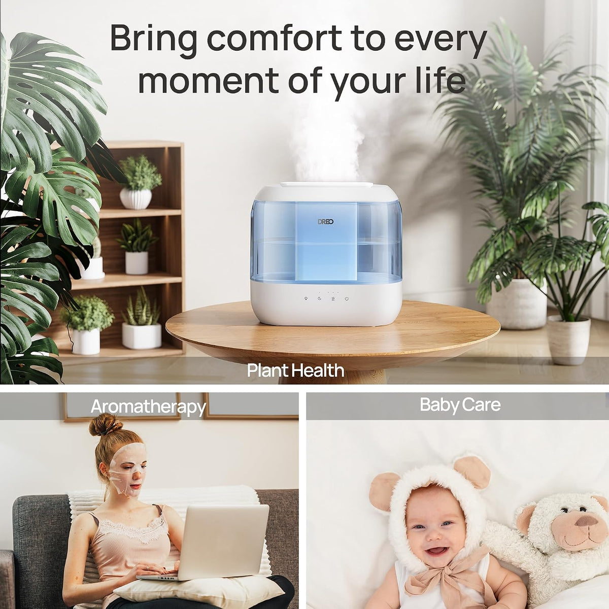 DREO 4L Humidifiers for Bedroom, 36H Runtime, 28 dB Quiet, HM311