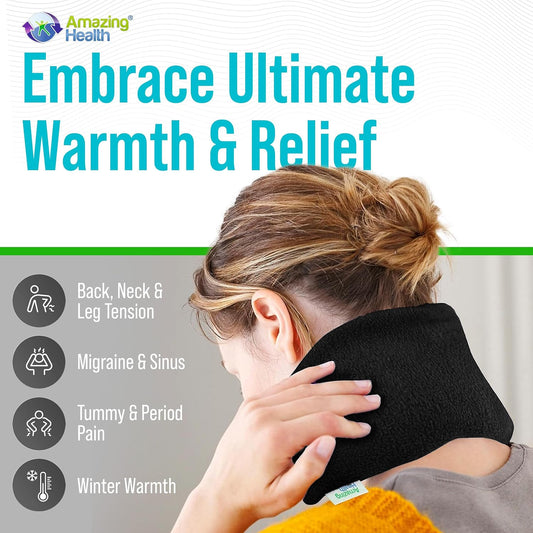Microwavable Heating Pad for Neck, Back & Shoulders - Heating Bean Bag Microwavable Pillow - Cleaned Wheat & Lavender Aromatherapy Heating Pad Wrap - Amazing Health, Purple