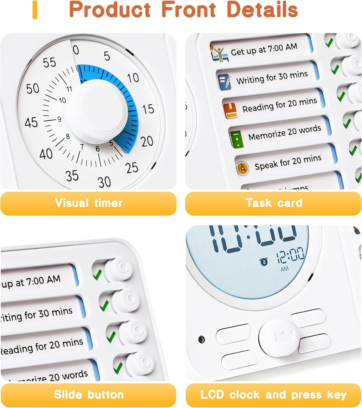Herloreen Visual Timer for ADHD, Chore Chart & Task Planner for Kids,Adults