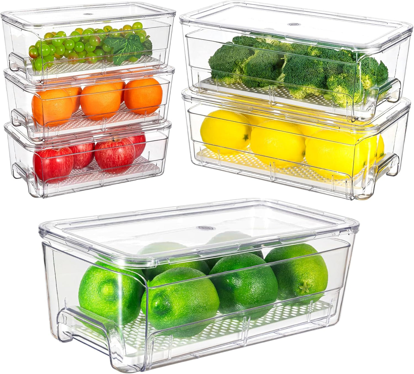 Imncya 4 Pack Fridge Organizer Drawers Bins, Clear Stackable Pull Out Refrigerator Drawer Organizer, Fridge Storage Container with Lids for Fruits, Vegetables, Drinks and Food