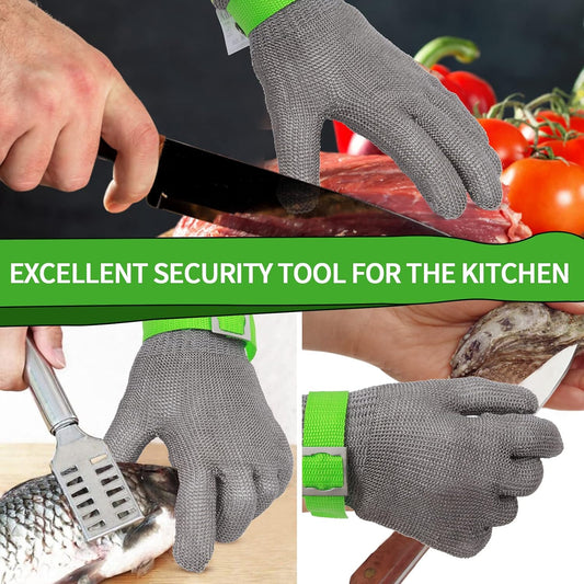 Aillary Level 9 Cut Resistant Kitchen Glove,Food Grade,Machine Washable,Stainless Steel Wire Metal Mesh Safety Work Glove for Mandolin,Meat Cutting,Oyster Shucking,and Wood Working (Large)