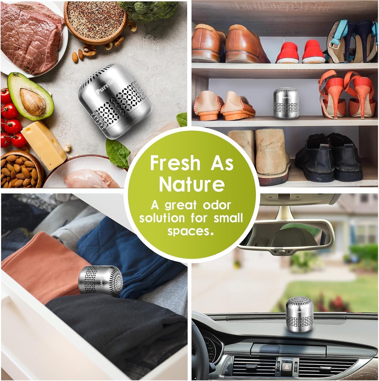 Purriko Refrigerator Deodorizer, Long-Lasting Fridge Odor Eliminator | Replaces Baking Soda and Activated Carbon, Reusable Fridge Deodorizer