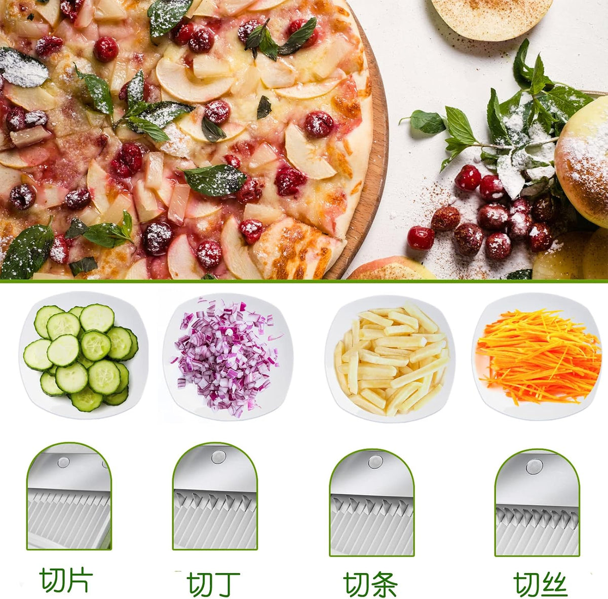ONCE FOR ALL Safe Mandoline Slicer Kitchen, All in 1 Vegetable Slicer, Gray