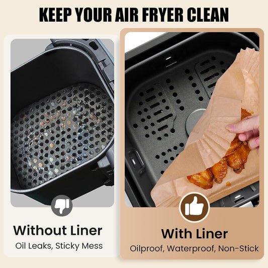 OLESBUR Air Fryer Liners Disposable, 200Pcs 8 Inch Airfryer Paper Liners, Unbleached Parchment Paper for Air Fryer Basket, Non-Stick Air Fryer Accessories, Liners for Baking, Parchment Paper Sheets