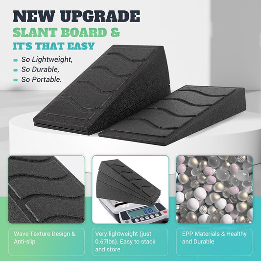 Squat Wedge Block, 960 LBS Weight Capacity, Slant Board for Calf Stretching | Training Poster & 5 Adjustable Angles, Non-Slip Yoga Foam Wedge for Exercise, Squat, Ankle Mobility, Knees & Physical Therapy