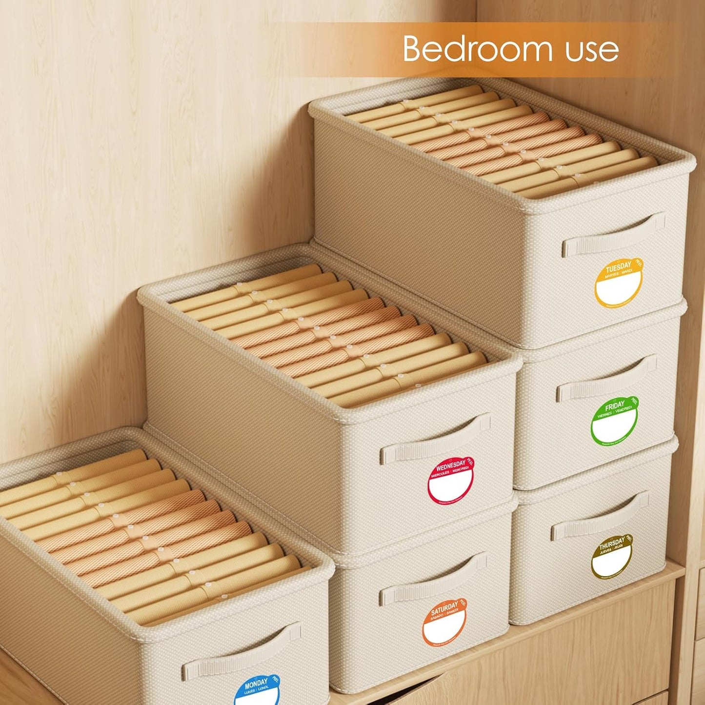 7000 Pcs 1 Inch Risepekt Removable Day Dots Food Labels (Monday-Sunday) | 【English Español Français】Easy to Peel Day of The Week Labels for Restaurant Kitchen Containers, Self Adhesive Date Stickers