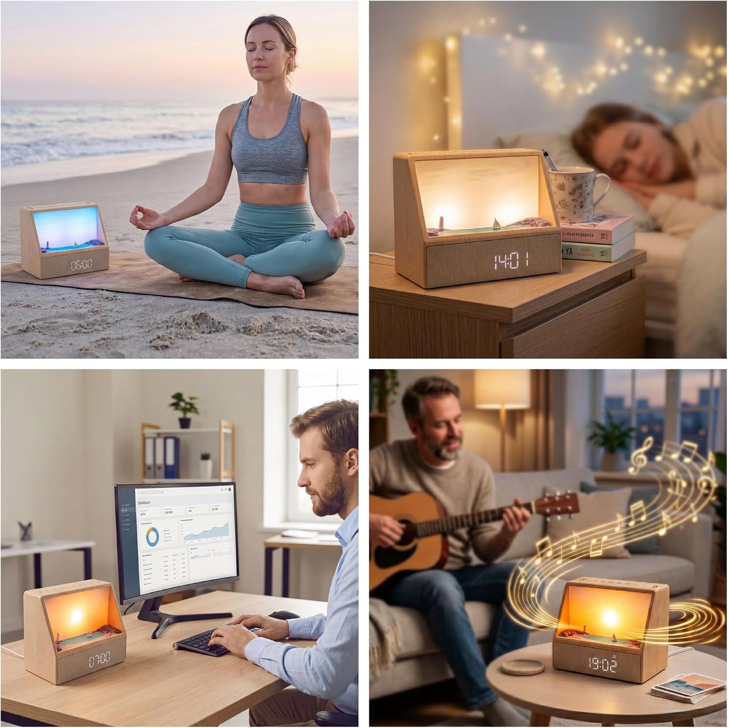 2026 Upgraded Sunset Alarm Clock,Knob Brightness & Volume Control | Sunrise Alarm Clock with 24 Soothing Sounds, Dual Alarms, Built-in Bluetooth for School,Bedroom, Sleeping, Adults & Teens