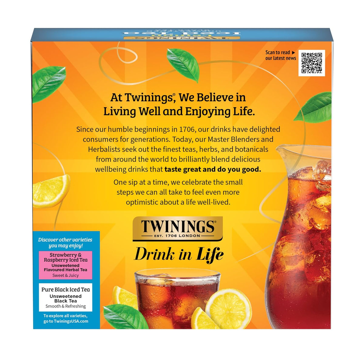 Twinings Strawberry & Raspberry Herbal Iced Tea, 72 Oversized Tea Bags, Makes 18 Pitchers or 144 Servings, Unsweetened, Naturally Caffeine-Free, (Pack of 1)