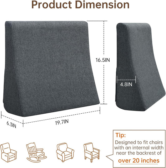 Vekkia Lumbar Support Pillow for Recliner(Gray) | Rocking Chair Pillow for Lower Back Pain Relief/Lumbar Cushion for Sofa/Recliner Cushions for Elderly/Washable Cover