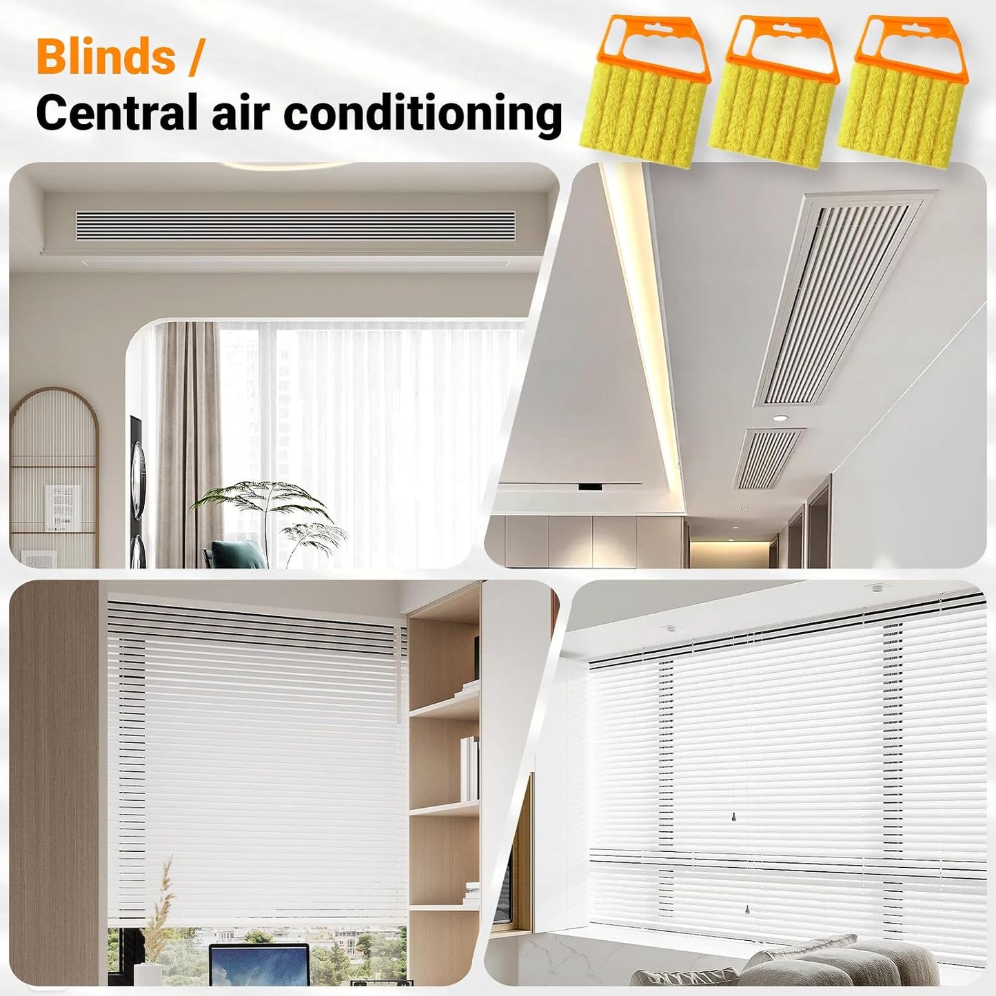 3pcs Window Blind Cleaner Duster Tool,2026 New Cleaning Tools,7 Fingers Washable Microfiber Dusters for Cleaning,Crevice Cleaning Brush, Duster for Venetian Blinds & Air Conditioner Vents(Orange