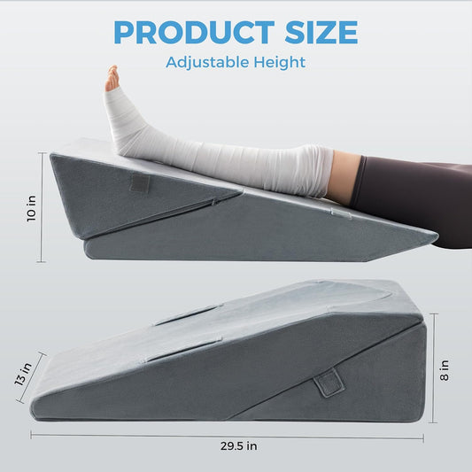 Ganondorf Adjustable Knee Wedge Pillow for Sleeping, Orthopedic Leg Elevation Pillow with Foam, Leg Pillow for Side Sleepers, Knee, Hip & Back Pain Relief, Sciatica, Swelling, Edema, Circulation