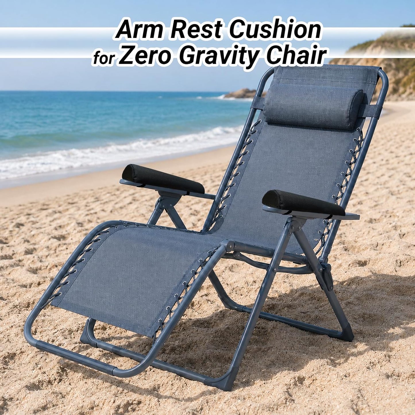 14.3 Inch Armrest Pads for Zero Gravity Chair,2 Pack | Non-slip dotted backing; Soft cushioning; Extended elbow and forearm coverage; Fits patio recliners and lounge chairs