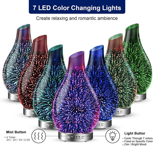 MAXWINER Essential Oil Diffusers Ultrasonic 3D Glass Aromatherapy Diffuser