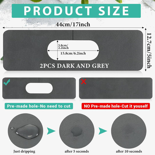 Tioncy 2 Pcs Faucet Mat Bathroom Sink Splash Guard, Dark Gray