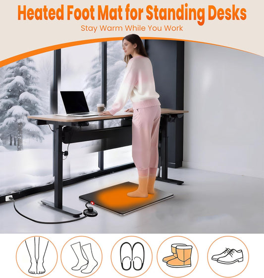 Under Desk Heated Foot Warmer Mat, Desk Heating Pad for Office/Home, Dual-Side Warmth, Foot Pedal On/Off, 70W Energy-Saving, Splashproof Office Heating Pad