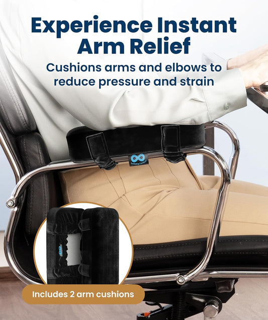 Everlasting Comfort Office Chair & Wheelchair Arm Pads - Memory Foam ArmRest Covers for Desk, Gaming Chair, Arm Pillow Seat Cover Cushions & Protectors to Relieve Pressure for Elbows