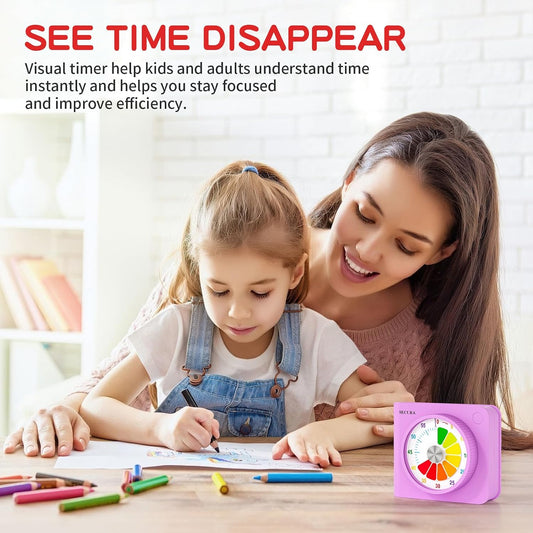 Secura 60 Minute Visual Timer for Kids, Countdown Timer for Time Management