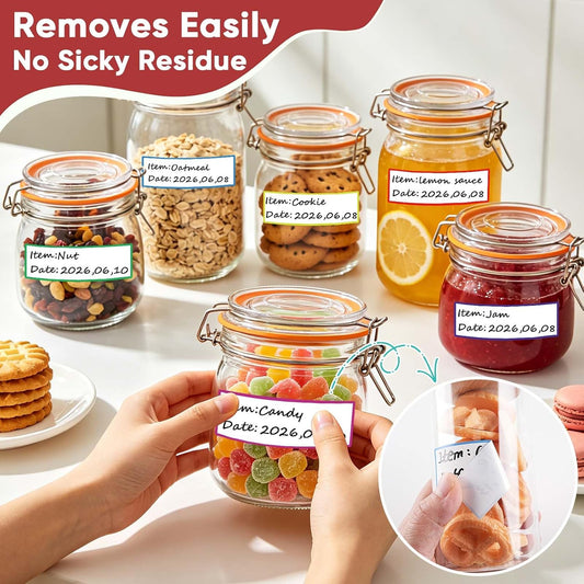 1024 Pcs Removable Food Labels, 1 x 3 Inch Write-On Colored Freezer Stickers, Waterproof Oilproof No Residue Self-Adhesive Food Labels Stickers for Party Buffet, Meal Prep Containers & Kitchen Storage