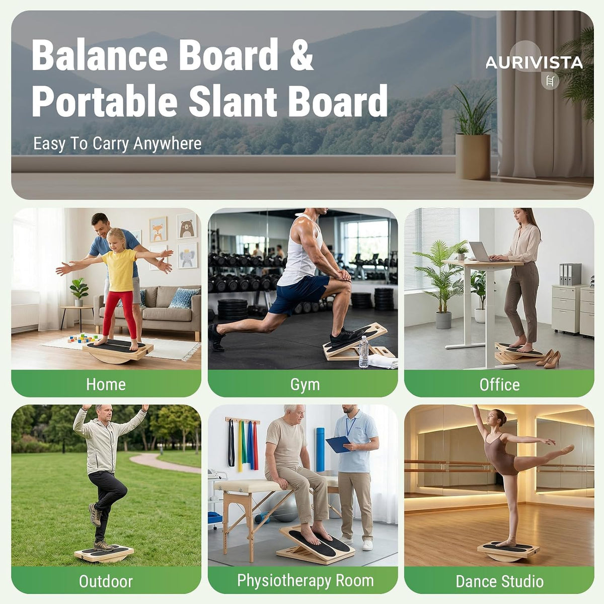 Wooden Slant Board, 2-in-1 Adjustable Calf Stretcher, 300lb