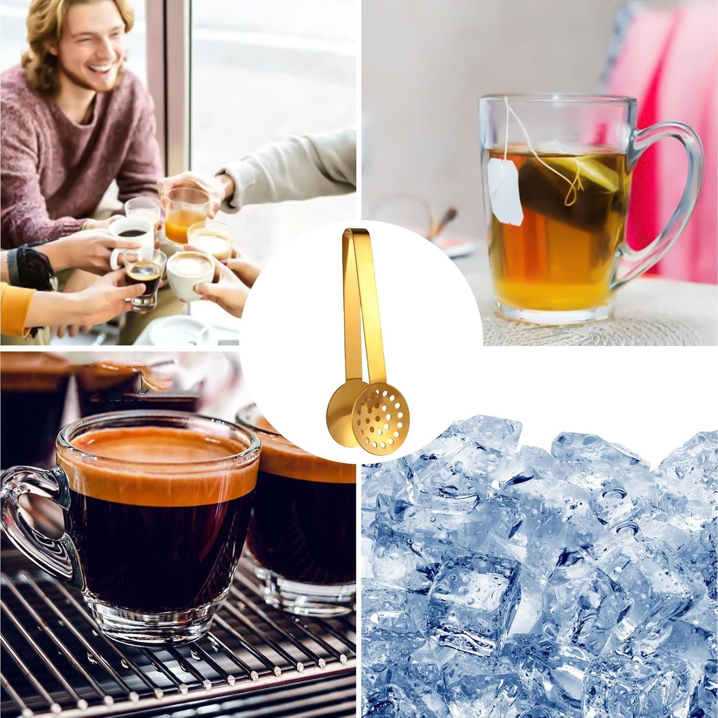 2pcs Tea Bag Squeezer Tongs, Stainless Steel Tea Bag Dispenser Gripper Picker Accessories Premium Teabag Squeezer Strainers Clip for Tea Drinkers Gifts (Golden)