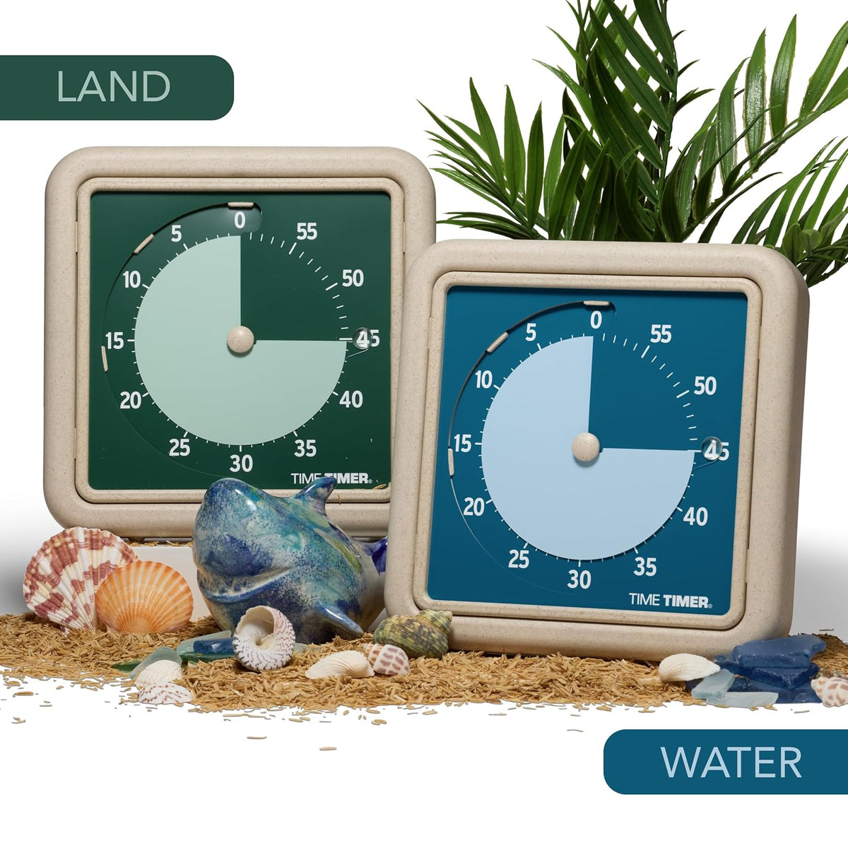 Time Timer® Retro 8 inch Eco Edition Visual Timer - 60 Minute Desk Countdown Clock Made with at Least 20% Natural Plant Material- Green Land