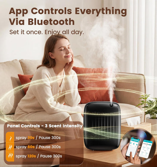 Ziweo Waterless Essential Oil Diffuser - Whole-Home Scent Cold Air Diffuser Up to 3000sq.ft for Large Home Office Hotel - Adjustable Intensity & Time, App & Panel Control - Quiet, Wall Amount - 400ml