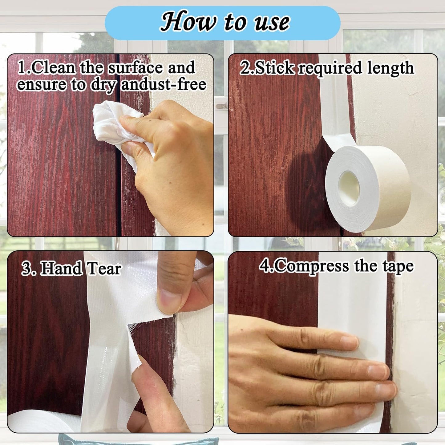 Window Weather Sealing Tape, White Window Draft Isolation Film Tape, Waterproof AC Insulation Air Conditioner Sealing Tape to Keep Out Cold Air, Dust, Rain, 2IN X 99FT, No Residue